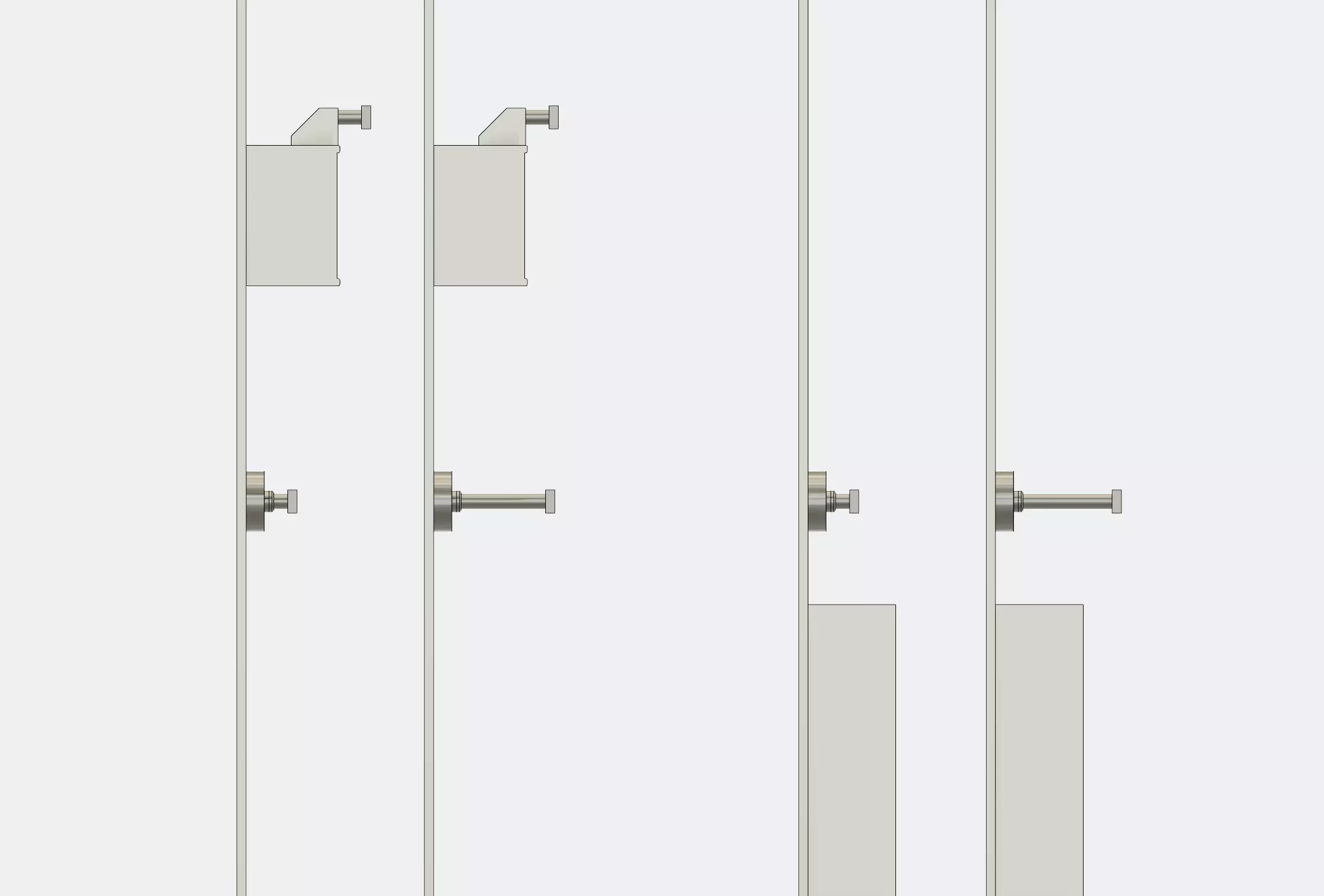 Technische Zeichnung einer Geräteschiene zum Vergleich der verschiedenen Tiefen